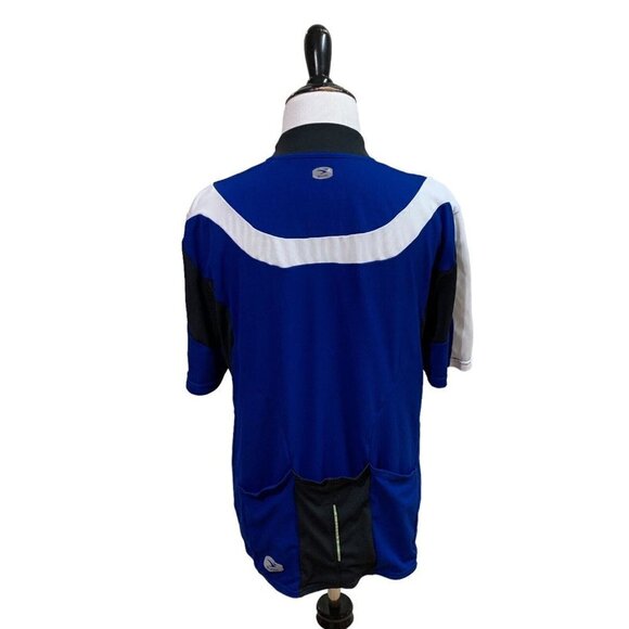 Sugoi Men's L Large Fitted Cycling Jersey Blue Full Zip Water Bottle Pocket Blue - Picture 5 of 8
